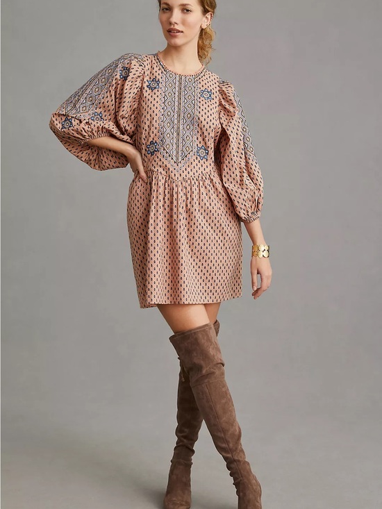 Dresses & Skirts - By Anthropologie Embroidered Tunic Mini Dress Medium Dress